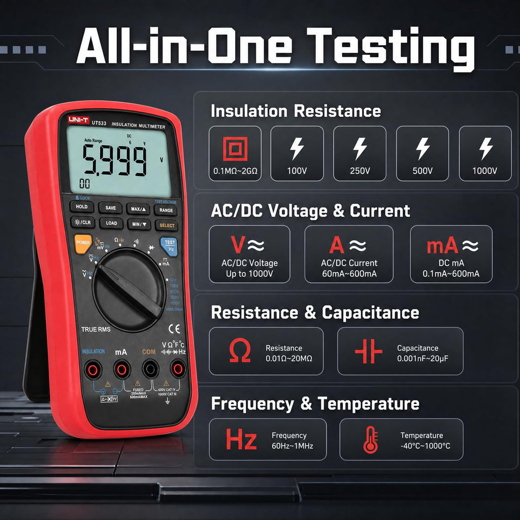 UNI-T UT533 Insulation Multimeter, 1000V True RMS Digital Tester