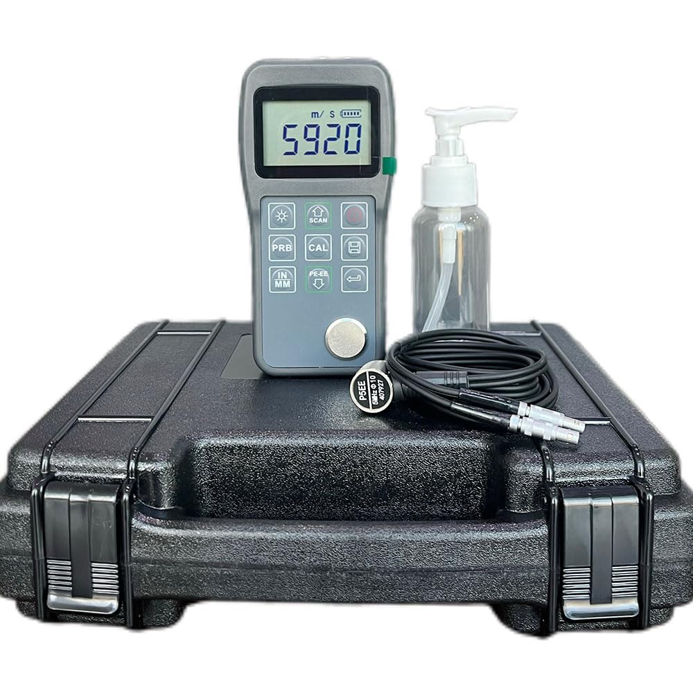Ultrasonic Thickness Gauge Meter Through Paint Coatings Thickness Gauges with 0.65 to 600mm 0.025 to 23.62inch 3-30mm 0.118 to 1.181inch P-E and E-E Echo-Echo Mode for Steel Aluminum Copper