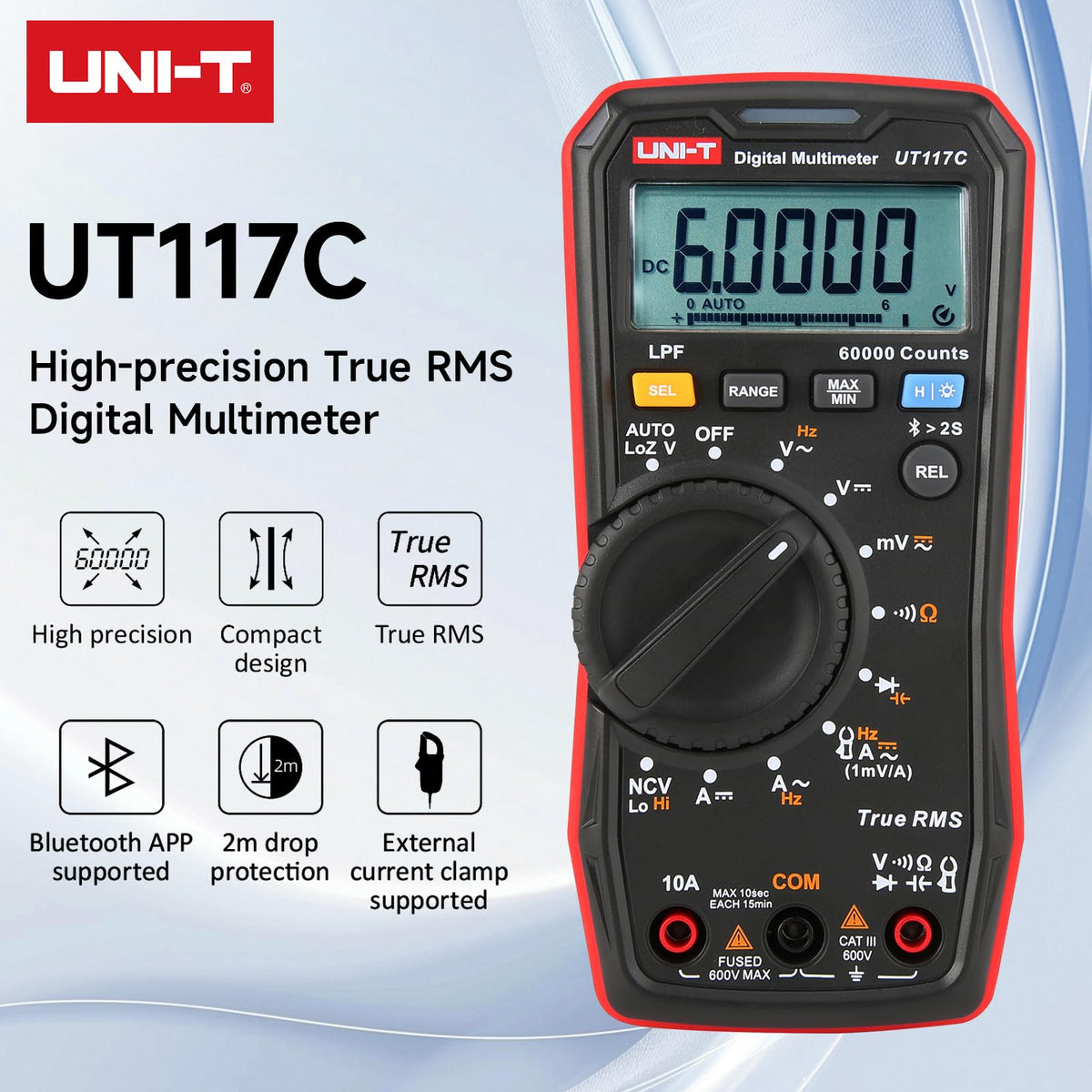 UNI-T UT117C Digital Multimeter 60000 Counts True RMS Bluetooth NCV LPF