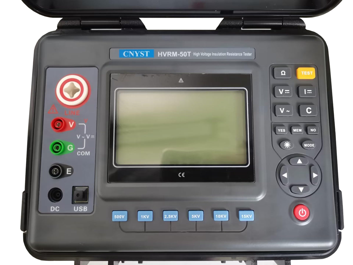 15KV High Voltage Insulation Resistance Tester Insulation Tester with Rated Applied Voltage 500V 1000V 2500V 5000V 10KV 15KV Insulation Resistance Range 0.01MΩ～50TΩ Resolution 0.01MΩ