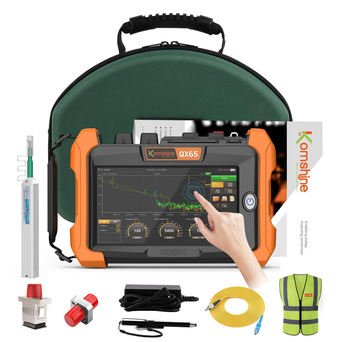 OTDR 1625nm Active PON Fiber Multi Tester KOMSHINE QX65 38 36 34dB 140KM