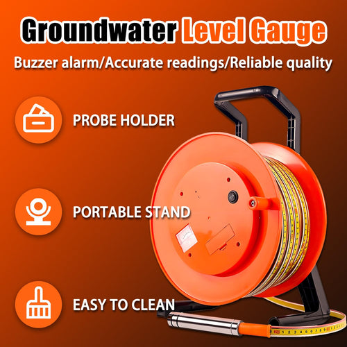 100M Steel Tape Water Level Meter, Durable Depth Sounder for Accurate Groundwater Measurement in Industrial Boreholes & Wells, Reliable 50m Depth Measurement Tool