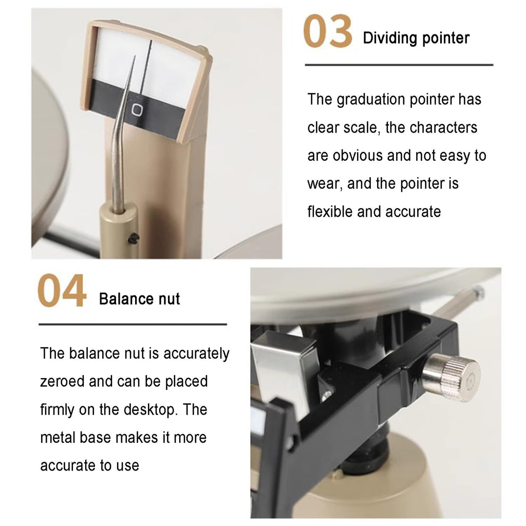 2000g Precision Mechanical Balance Scale 0.1g Lab Double Pan Weighing Kit Zero Adjustment Metal Base Portable Classroom Testing Tool