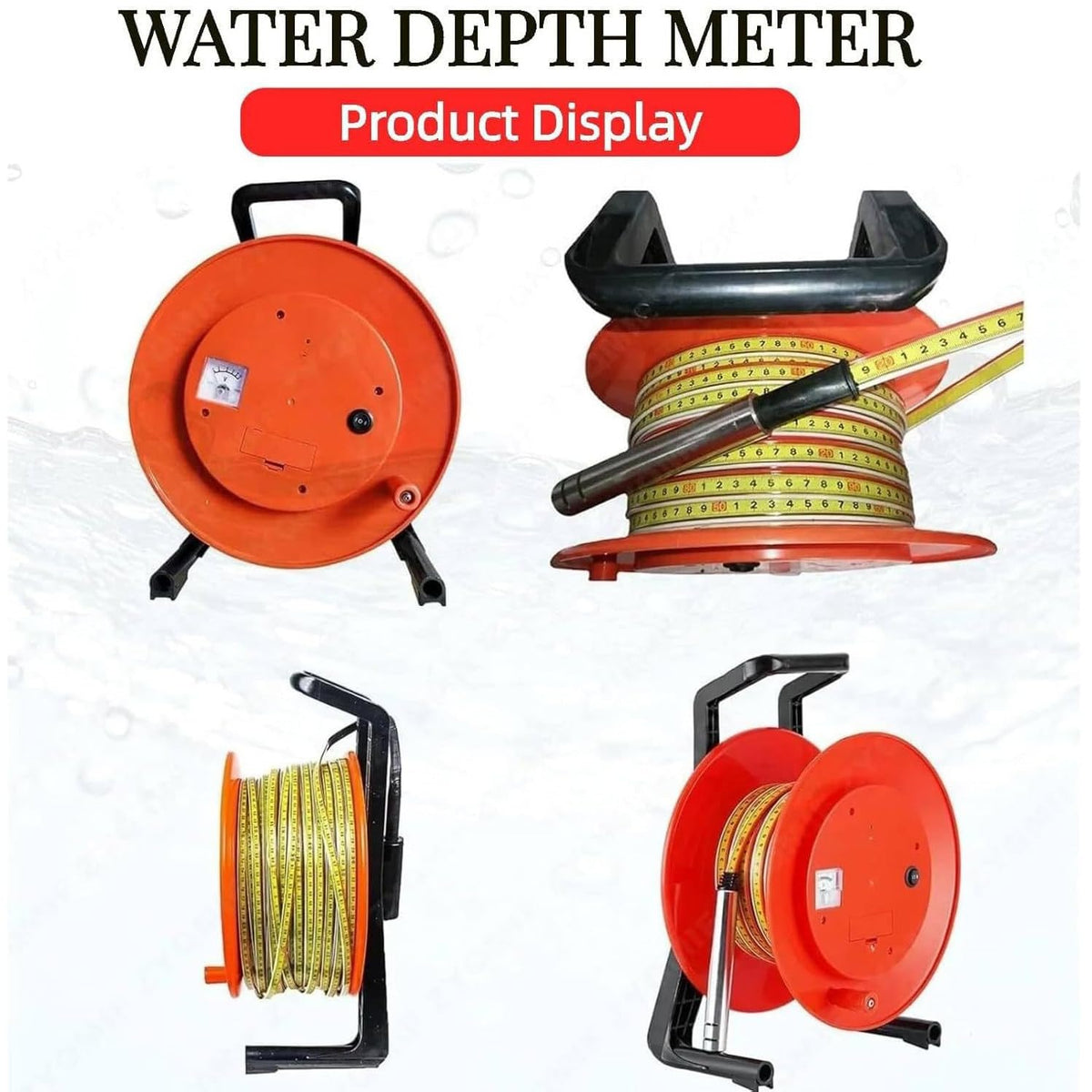 Water Level Meter for Well, Groundwater Depth Gauge with 0.6" Probe and Steel Tape, Buzzer Alert for Wells and Reservoirs, 50m/164ft(50m(164ft))