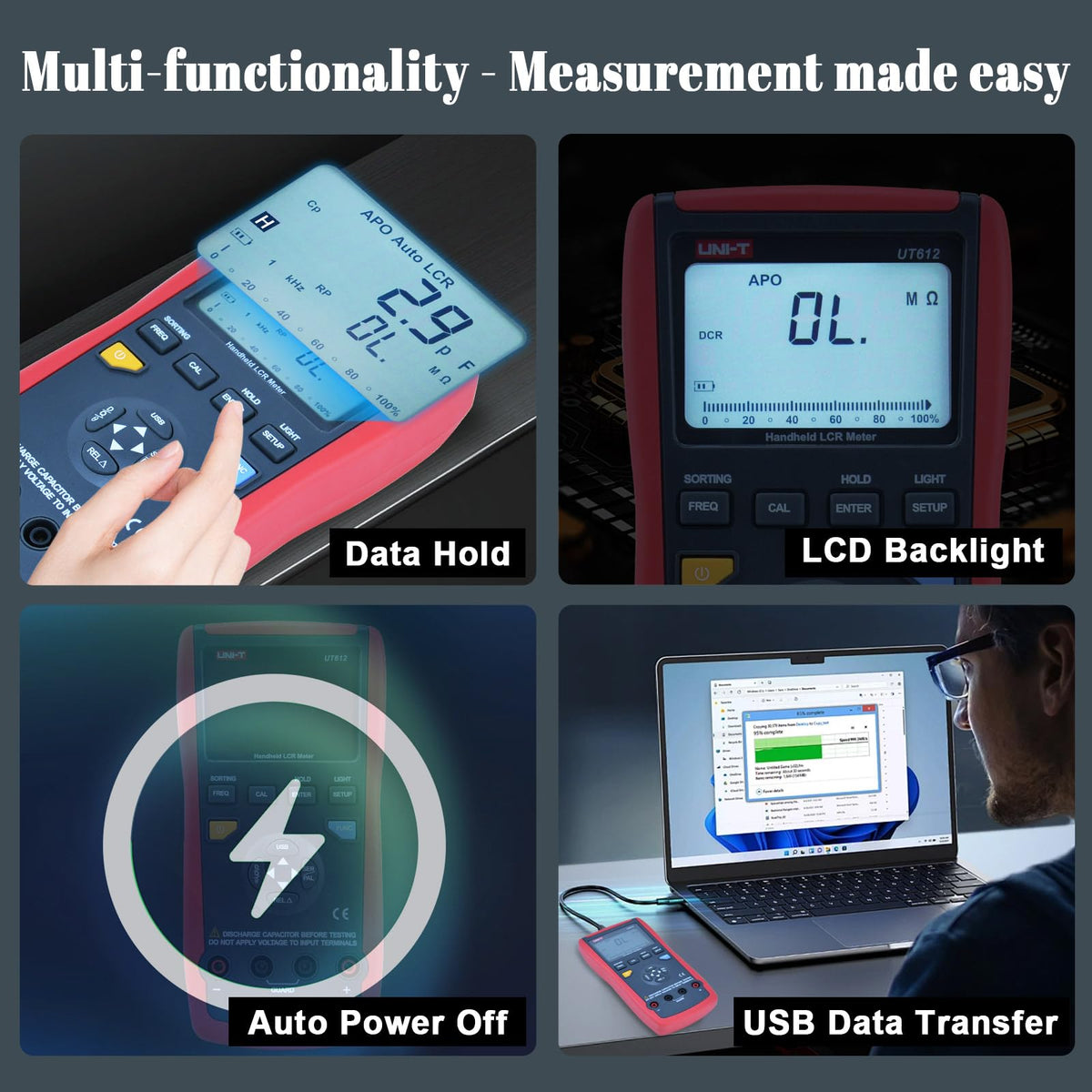 UNI-T UT612 Handheld LCR Meter, 20000 Counts Auto Check