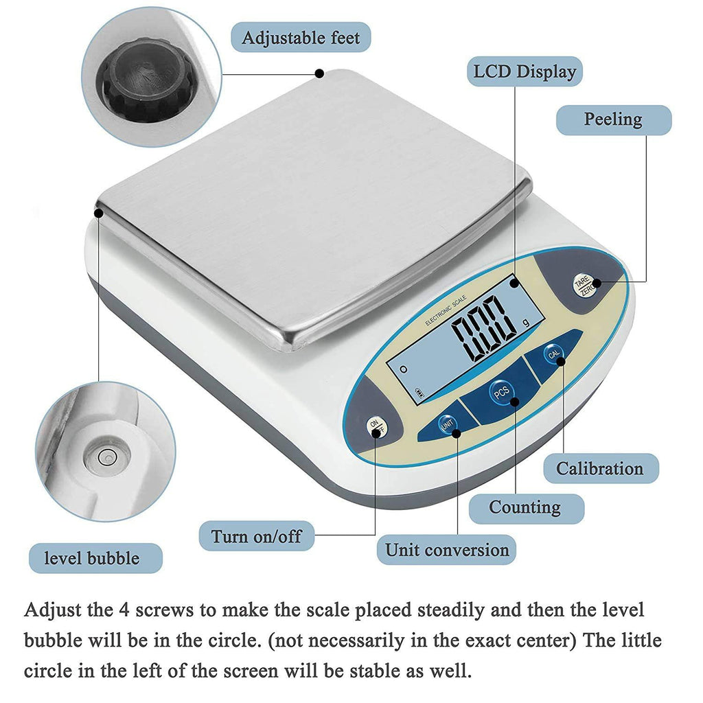 Digital Analytical Balance 0.01g Precision Laboratory Scale Jewelry Scientific Scale with LCD Display(3000g) (Color 3000g)