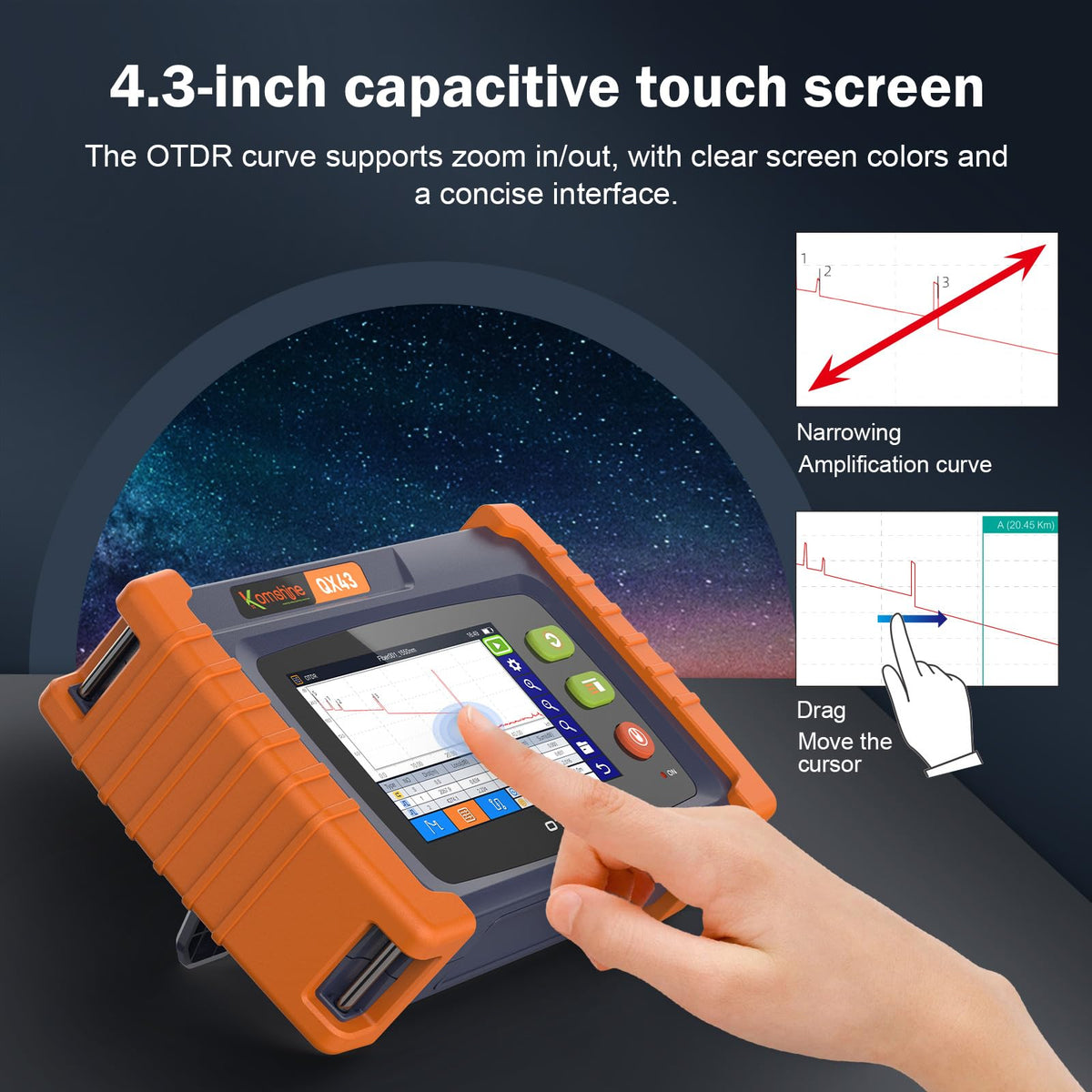 1310 1550nm OTDR 26 24dB Loss Accuracy 0.03dB FC UPC Connector w/OPM SLS VFL RJ45 Function Accurately Auto Mode Test Supports 8X3m Optical Fiber Event for CAT5 CAT6 Testing Distance up to 100km