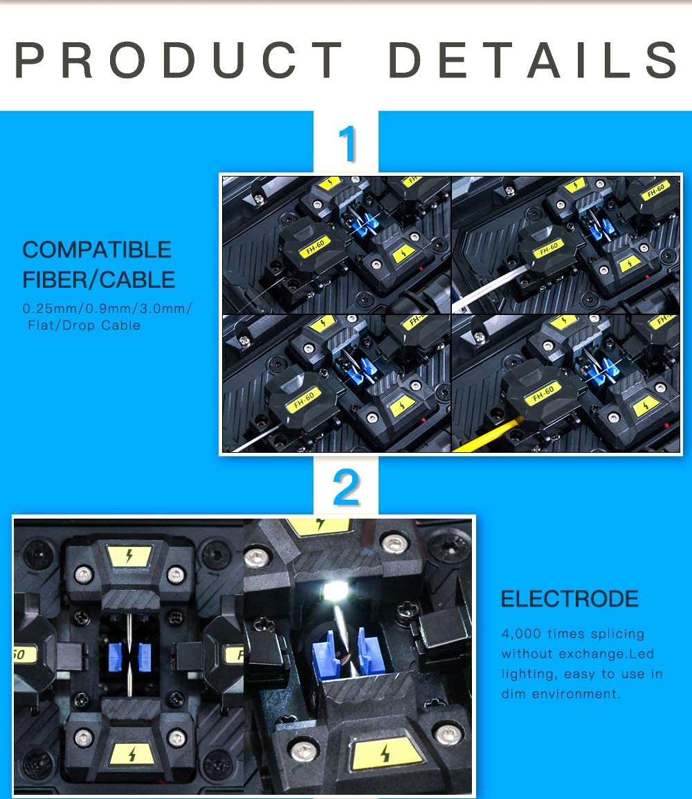 T45 Fusion Splicer Core Alignment Fiber Splicing Machine Fiber Optic Welding Machine Fiber Splicer Multifunctional Carrying case + Fiber Power Meter