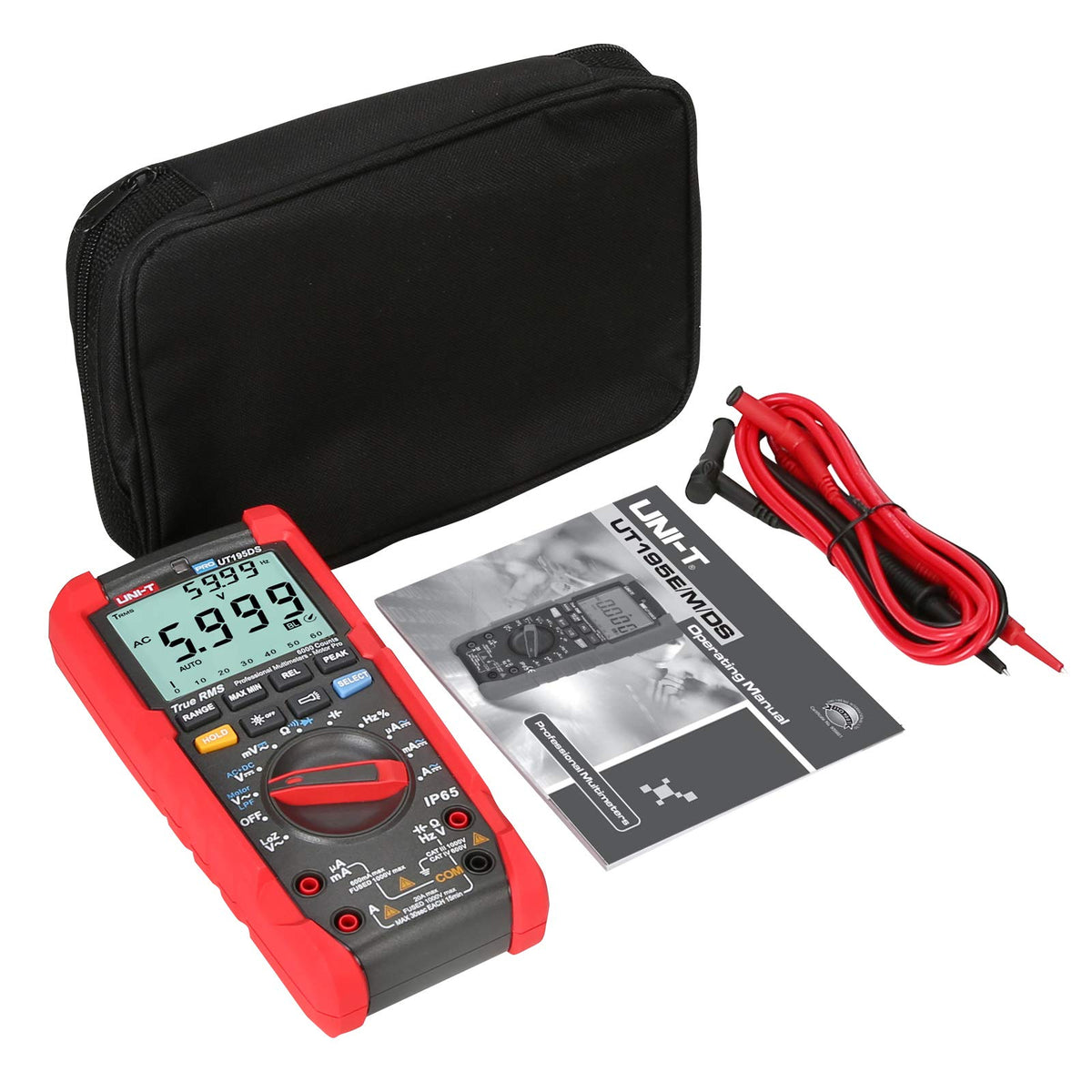 UNI-T Industrial Digital Multimeter UT195DS (IP65, 2M Drop Test) True RMS 6000 Counts AC DC Voltage Current LOZ ACV Resistance Capacitance Frequency Duty Cycle Diode Continuity Test Auto/Manual Range