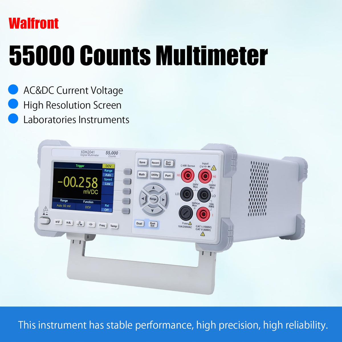 True RMS Bench Multimeter, 55000 Counts 3.7in Ac Dc