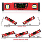 10-Inch Digital Torpedo Level and Protractor IP54 Protected Electronic Bubble Inclinometer, Angle Finder, Gauge w/Large VA Display & V-Groove Base DL135N