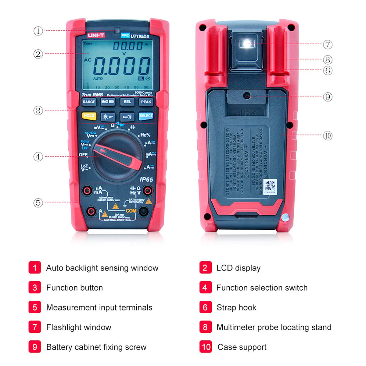 UNI-T UT195DS Handheld Industrial Digital Multimeters IP65 and 2m Drop Proof