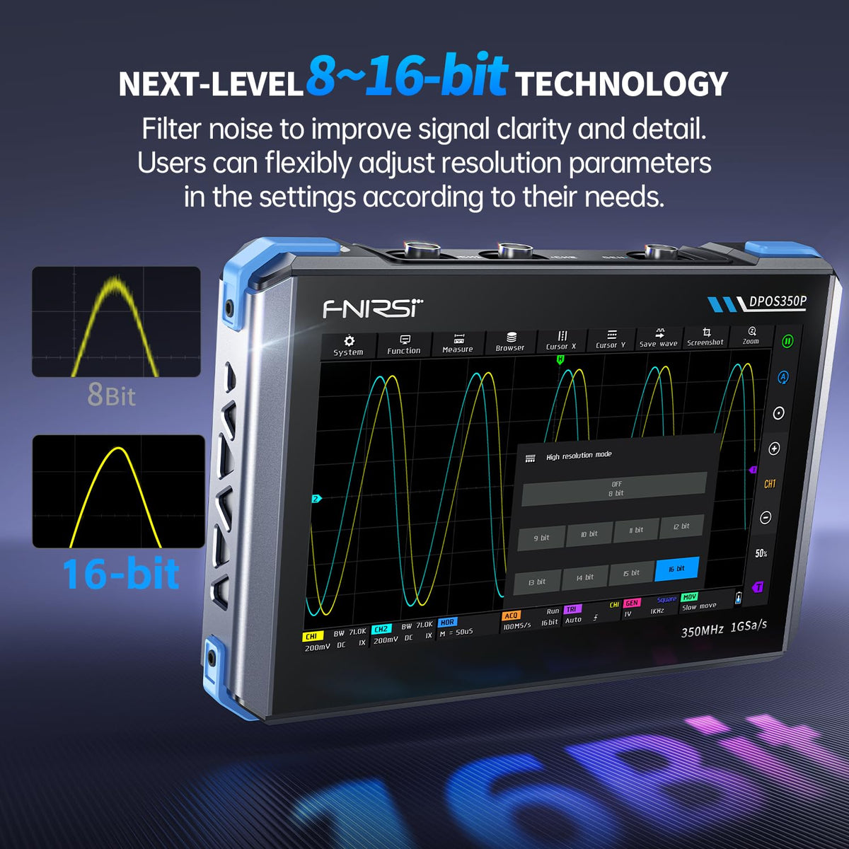 FNIRSI DPOS350P 4-in-1 350MHz Digital Oscilloscope 2 Channel, 1 GSa/s