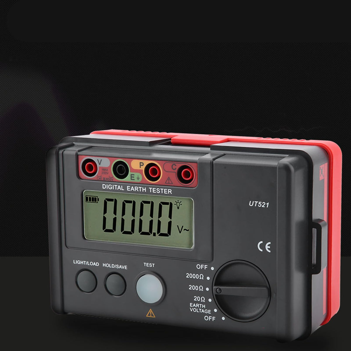 Yctze UT521 Digital Earth Tester - Accurate Earth Resistance Meter with Data Storage, Backlight, and 3-Wire Testing for Electrical Safety