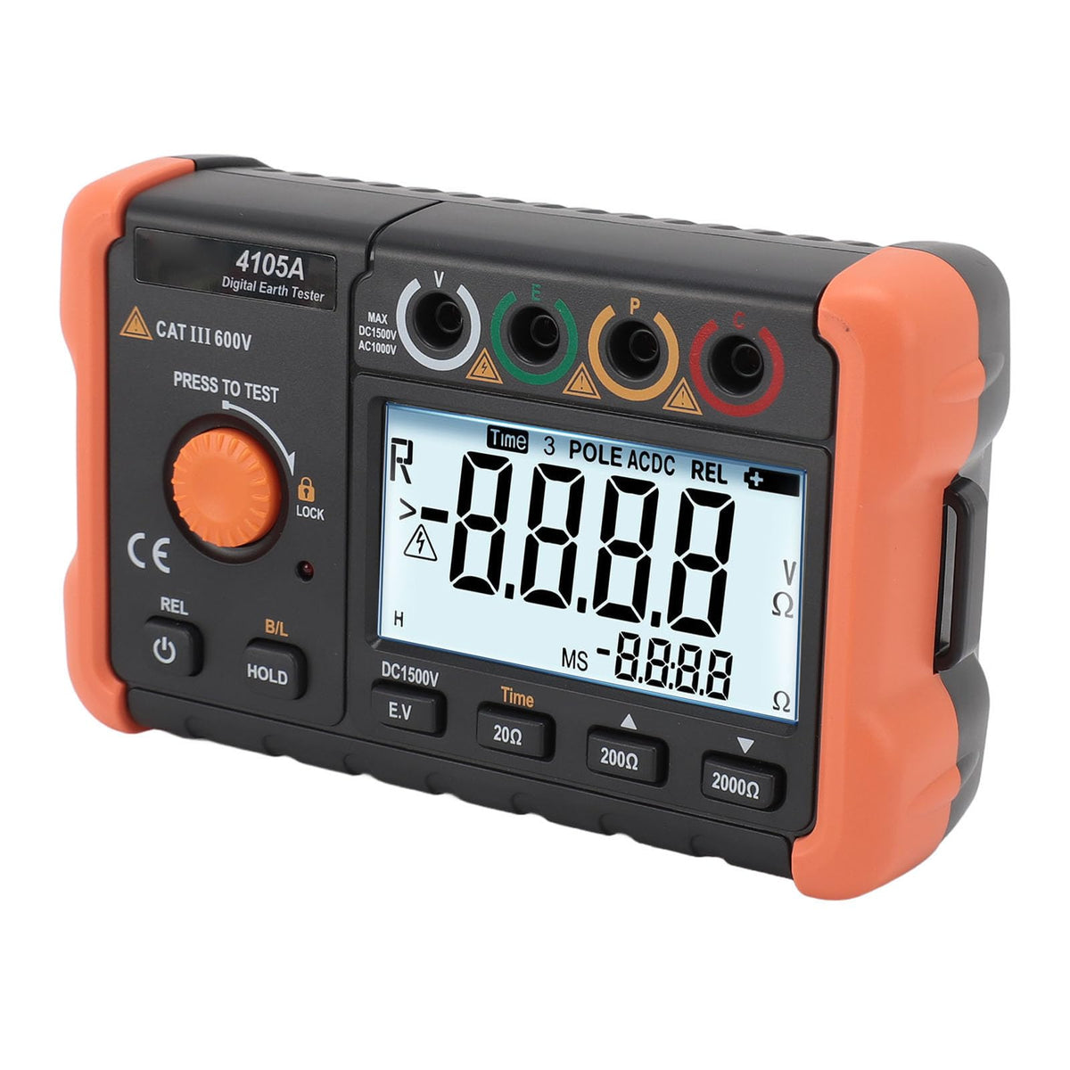 0.1Ω to 1999Ω 0V to 1000V Ground Meter LCD Backlit Earth Tester