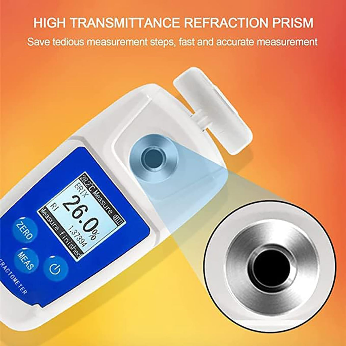 Digital Brix Refractometer,Sugar Content Meter Detector, 0~55% Digital Refractometer, Automatic Calibration, for Fruit Juice Syrup