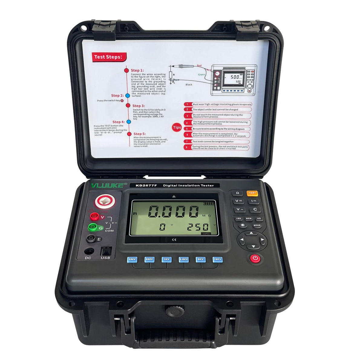 10KV Digital Insulation Meter Insulation Resistance Tester and megohmmeters High Voltage Resistance Multimeter with Absorption Ratio and Polarization Index Measurement
