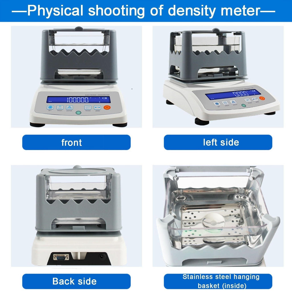 Electronic Solids Densimeter, High Accuracy 0.001g/cm3 Digital Solid Densimeter Gravimeter Plastic Rubber Granules Density Tester for Plastic Rubber Granules Density Testing(300A)