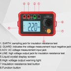 High Precision Insulation Resistance Tester, 500V to 2500V Voltage Measurement, Backlit Display, Auto Power-Off, Ideal for Electrical Equipment Testing