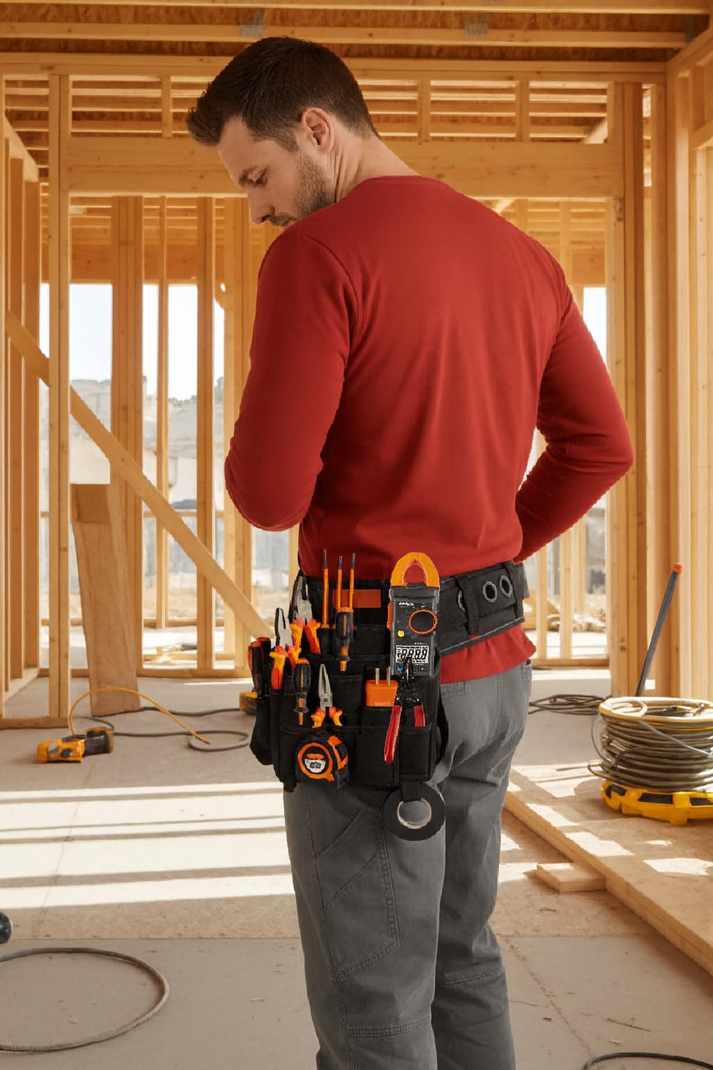 New! 16-Piece Professional Electrician’s Tool Set with 1000V Insulated Pliers, 7 Cushion-Grip Screwdrivers, Wire Stripper, 25 ft Tape Measure, Voltage & GFCI Testers, Model CM400A 400A Clamp Meter