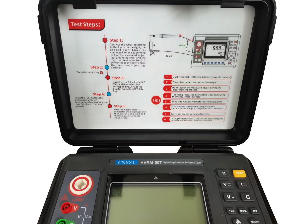 15KV High Voltage Insulation Resistance Tester Insulation Tester with Rated Applied Voltage 500V 1000V 2500V 5000V 10KV 15KV Insulation Resistance Range 0.01MΩ～50TΩ Resolution 0.01MΩ