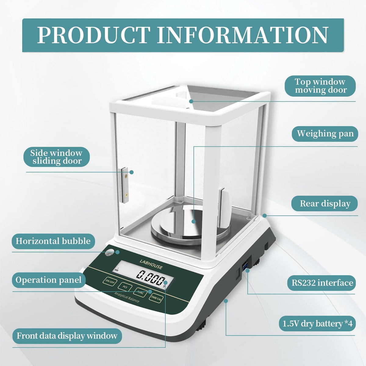 DFA5003 Lab Analytical Balance 500g/0.001g, External Cal, LCD