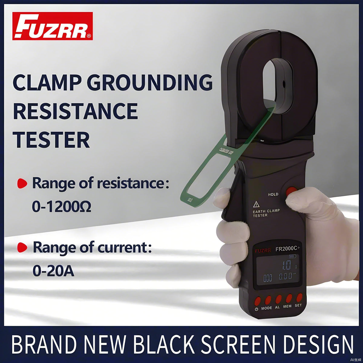 FR2000B+ Explosion-Proof FR2000+ FR2000A+ FR2000C+ Ground Earth Resistance Meter 1200Ω Current 20A Current Leackage Tester Ground Pile Type Clamp Earth Resistance Tester(FR2000C+)