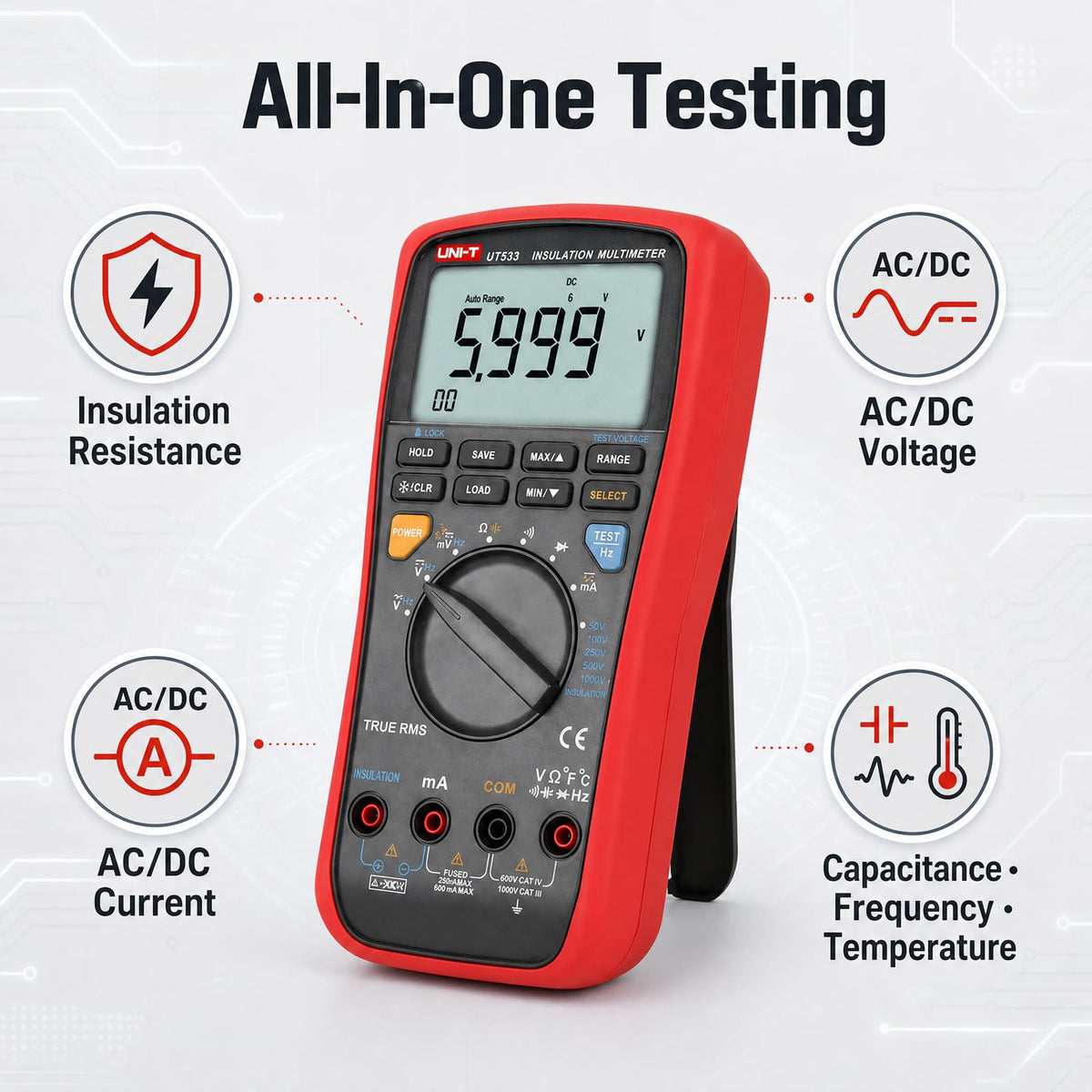 UNI-T UT533 Insulation Multimeter, 1000V True RMS Digital Tester