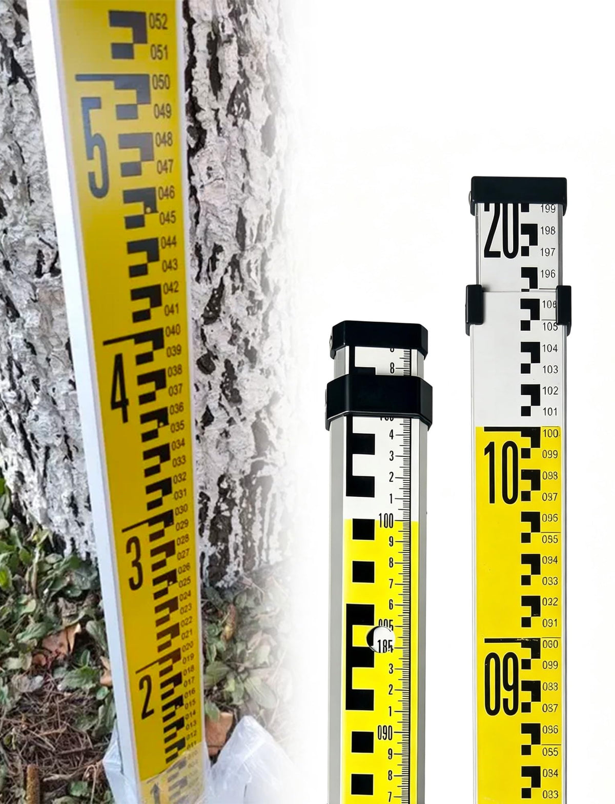 Adjustable Portable Aluminium Telescopic Height Measuring Stick - Lightweight Durable Levelling Staff Pole for Surveying, Construction, Gardening - Precision Measurement Tool
