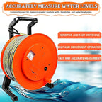 Well Water Depth Meter Indicator with Stainless Steel Probe, Electronic Water Level Gauge with Fixed Probe and Steel Tape, for Accurate Groundwater Level Measurement 200m(656ft)