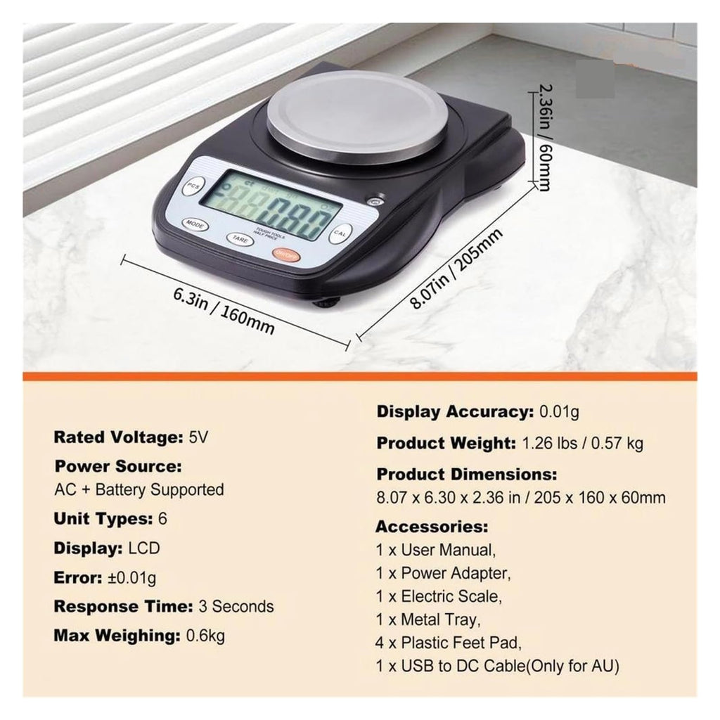 Digital Analytical Lab Scale Precision Balance with 6 Units Conversion Accurate Measurement Wide Applications