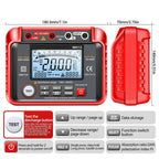 MH13 250V-2500V Digital Insulation Resistance Tester 1MΩ-200GΩ 2000 Counts 10V~600V AC/DC Voltmeter