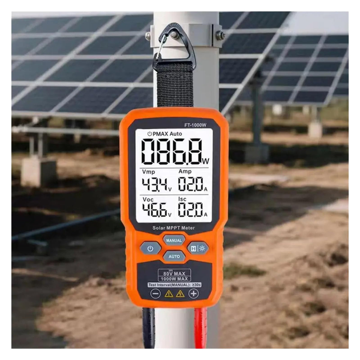 Solar Meter with FT1000W Photovoltaic Power Tester for Testing Solar Panel Maximum Power and Electrical Characteristics
