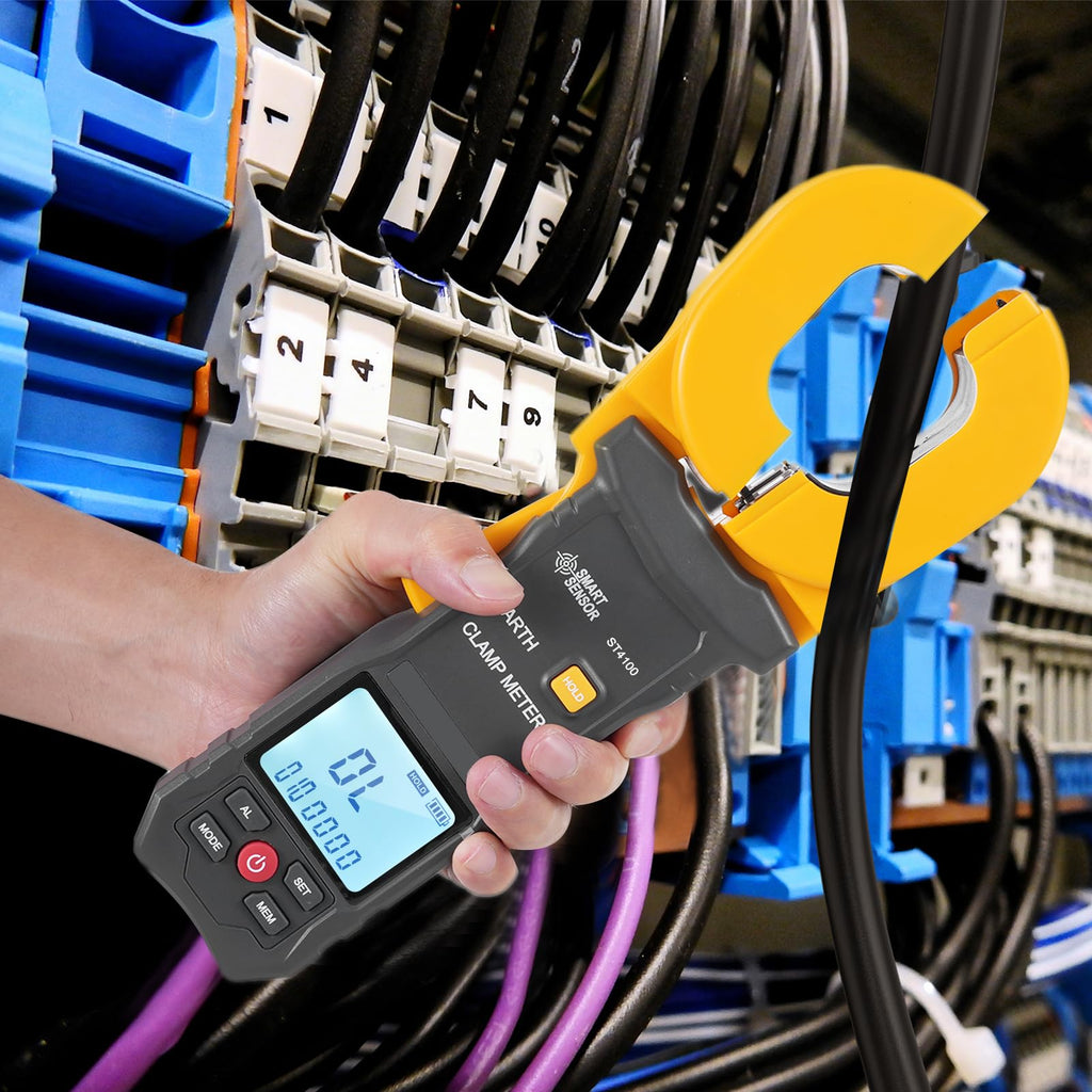 Weytoll Ground Earth Resistance Tester 500 Groups Data Storage Multifunction Digital Clamp Meter with LCD Display Alarm Clamp Ammeter for Electric Power Telecommunications Meteorology Oil Field