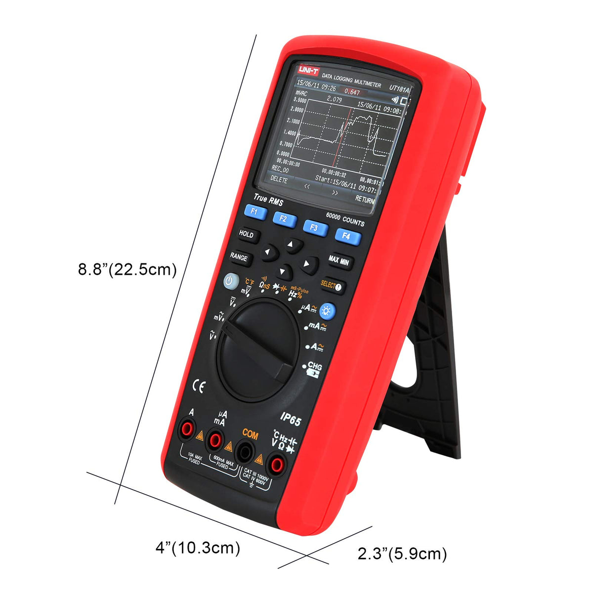 UNI-T True RMS Data Logging Multimeter UT181A with Dual Temperature Measurement Low Pass Filter nS Conductance Trend Capture AC DC Voltage Current Ohm Admittance Capacitance Frequency 60,000 Counts