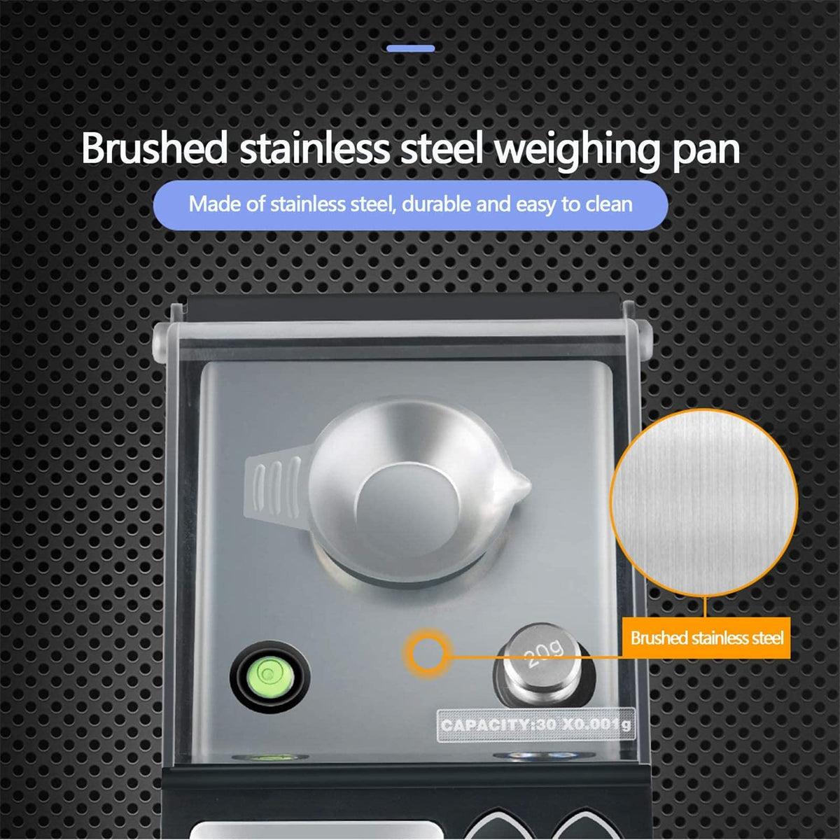 0.001G High Accuracy Digital Milligram Pocket Scales, Laboratory Analytical Balances High Sensitivity Weighing Pan,with Windshield,20g/0.001g