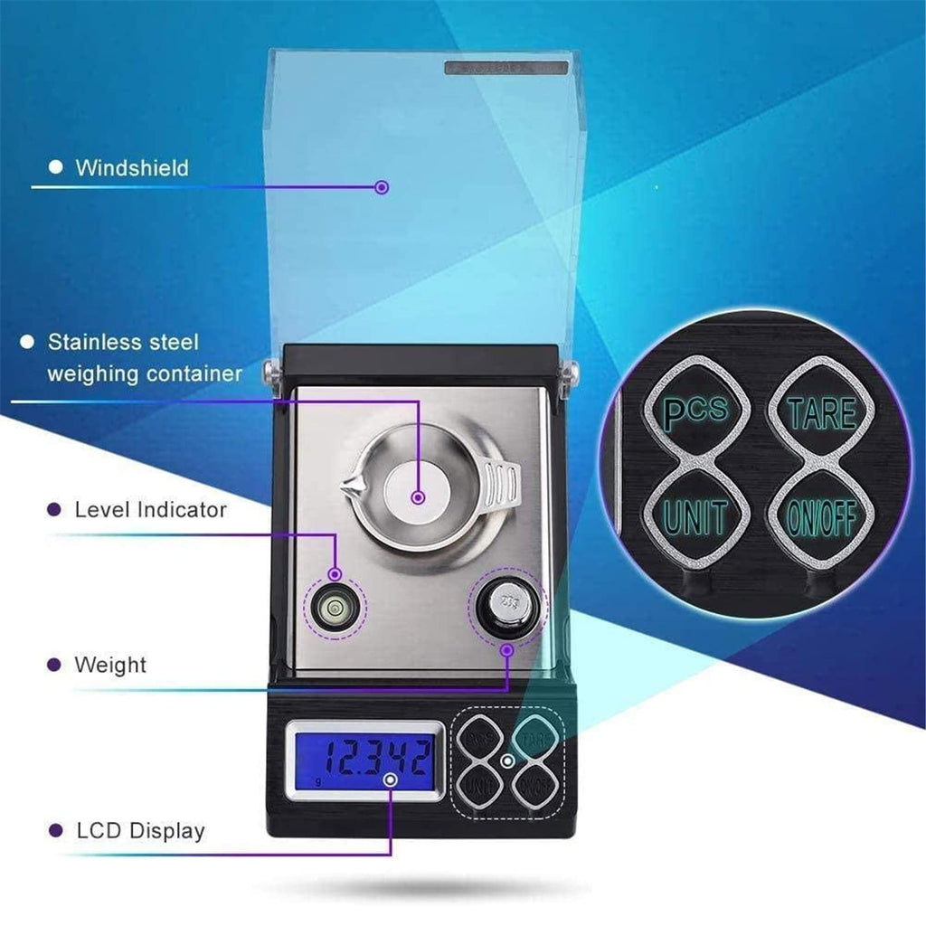 0.001G High Accuracy Digital Milligram Pocket Scales, Laboratory Analytical Balances High Sensitivity Weighing Pan,with Windshield,20g/0.001g