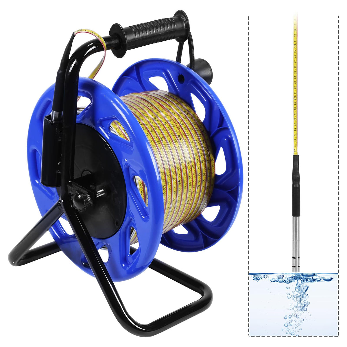 100m Water Level Gauge with Fixed Probe and Steel Tape Groundwater Level Measuring Instrument for Wells Boreholes Reservoirs and Pipes