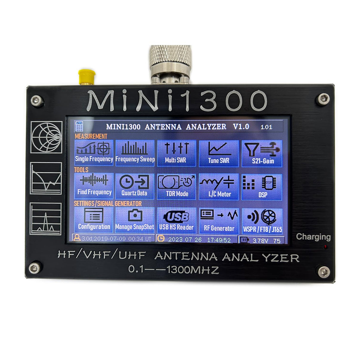 2024 Upgraded Mini1300 Antenna Analyzer 0.1-1300MHz with 4.3 Inch TFT LCD Touch Screen,Portable Vector Network Analyzer with SMA Calibration Kits,HF/VHF/UHF All Bands