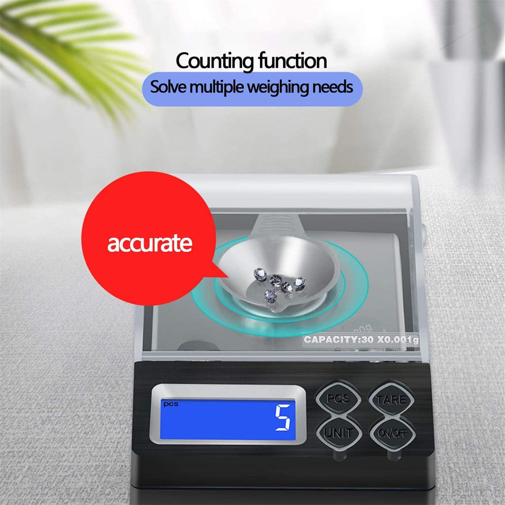 0.001G High Accuracy Digital Milligram Pocket Scales, Laboratory Analytical Balances High Sensitivity Weighing Pan,with Windshield,20g/0.001g