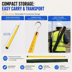 Telescopic Height Measuring Rod with Hook, Epoxy Resin Pole for Utility Inspection, Power Line Measurement, Tree Height Surveys and Construction Sites(10M)