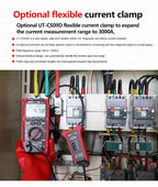 UNI-T Uni-Trend Multimeter clamp Meter UT196 Professional Digital Multimeter 1700V DC Voltage Tester True RMS Capacimeter Resistance Frequency Meter- Solar Pro