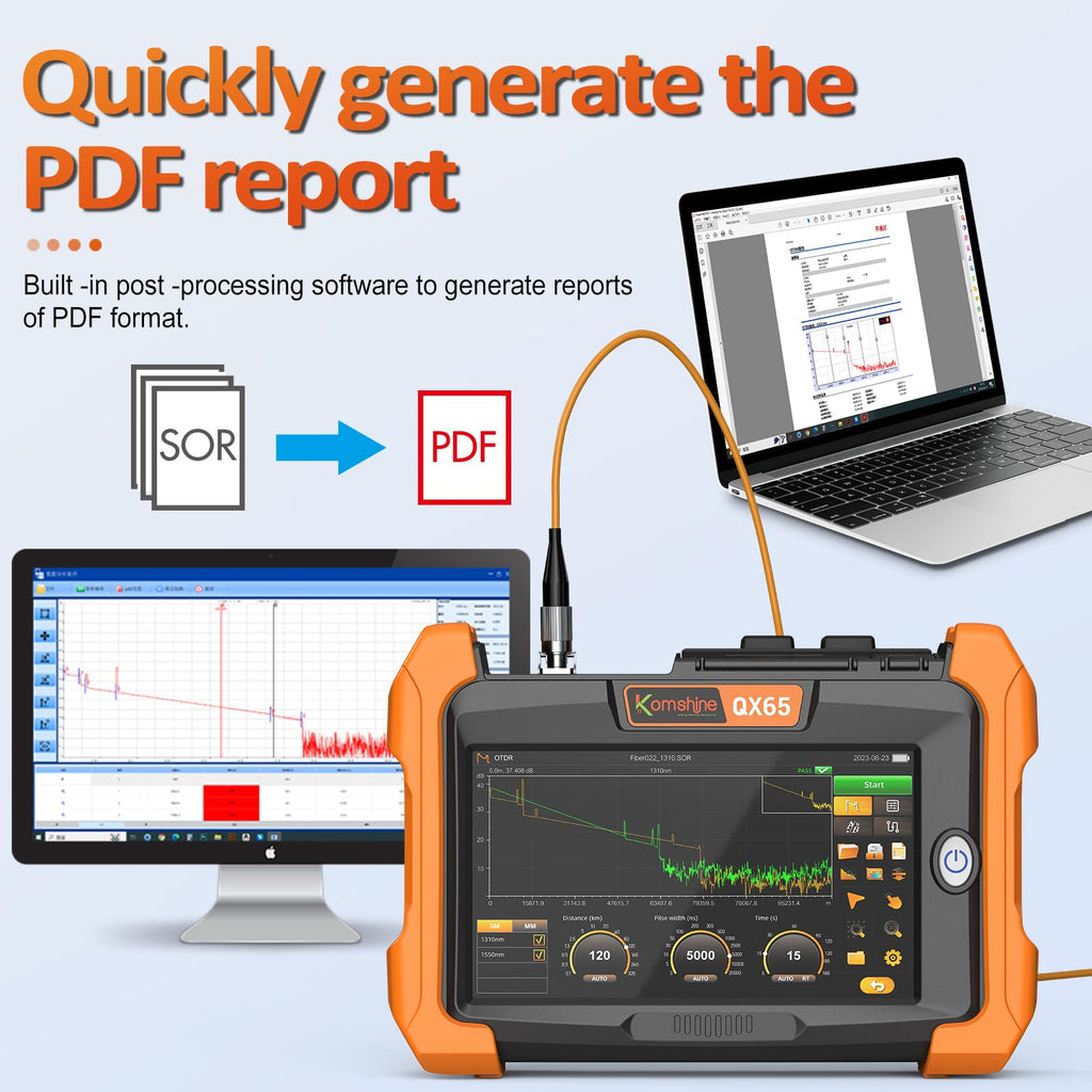 OTDR 1625nm Active PON Fiber Multi Tester KOMSHINE QX65 38 36 34dB 140KM