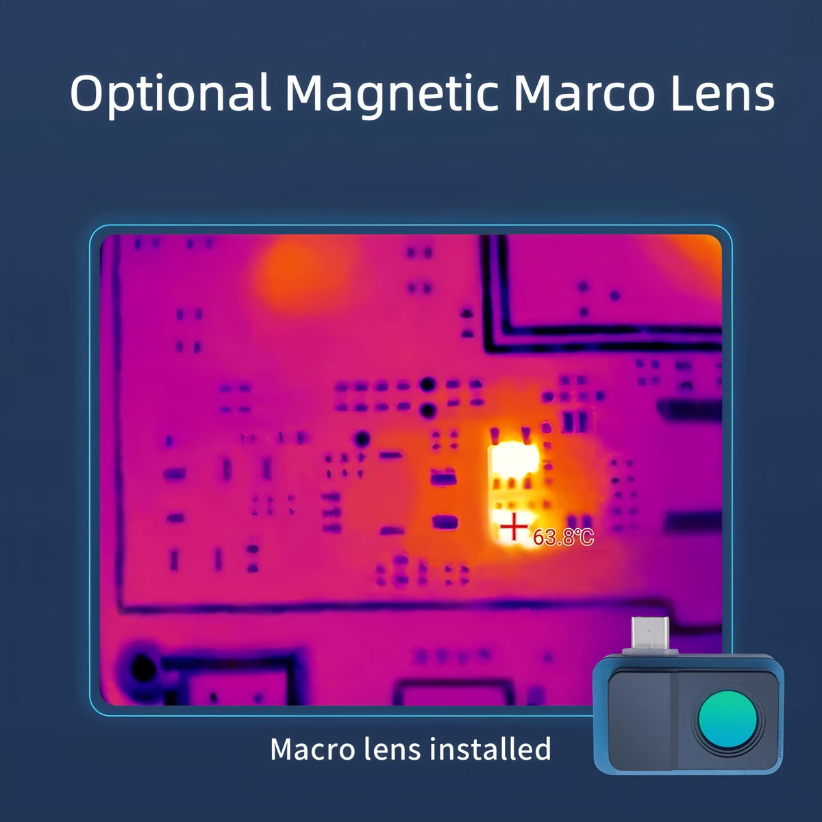 Thermal Camera 256 * 192 Android Type-C Thermal Imager 25Hz Mobile Thermal Imaging Camera for Solar Panel Power Device Fault Detect(T7+ Macro Lens)