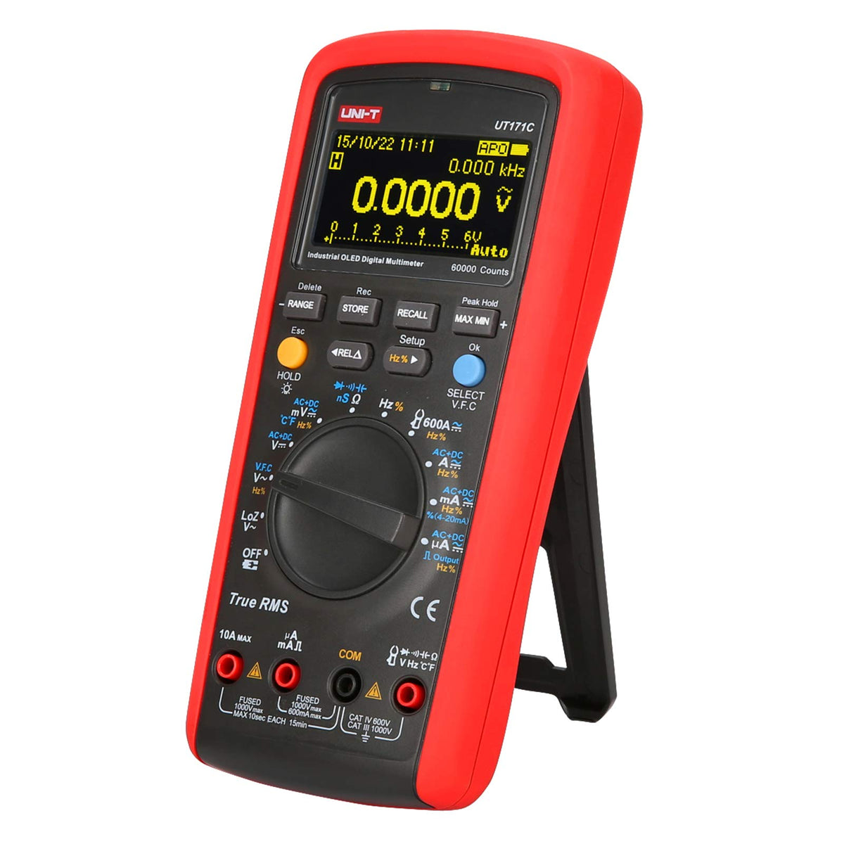 UNI-T Industrial Digital Multimeter UT171C, True RMS 60,000 Counts Square Wave Output LOZ (ACV) Data Storage AC DC Volt Current Ohm Admittance Capacitance Frequency Temperature Diode Continuity NCV