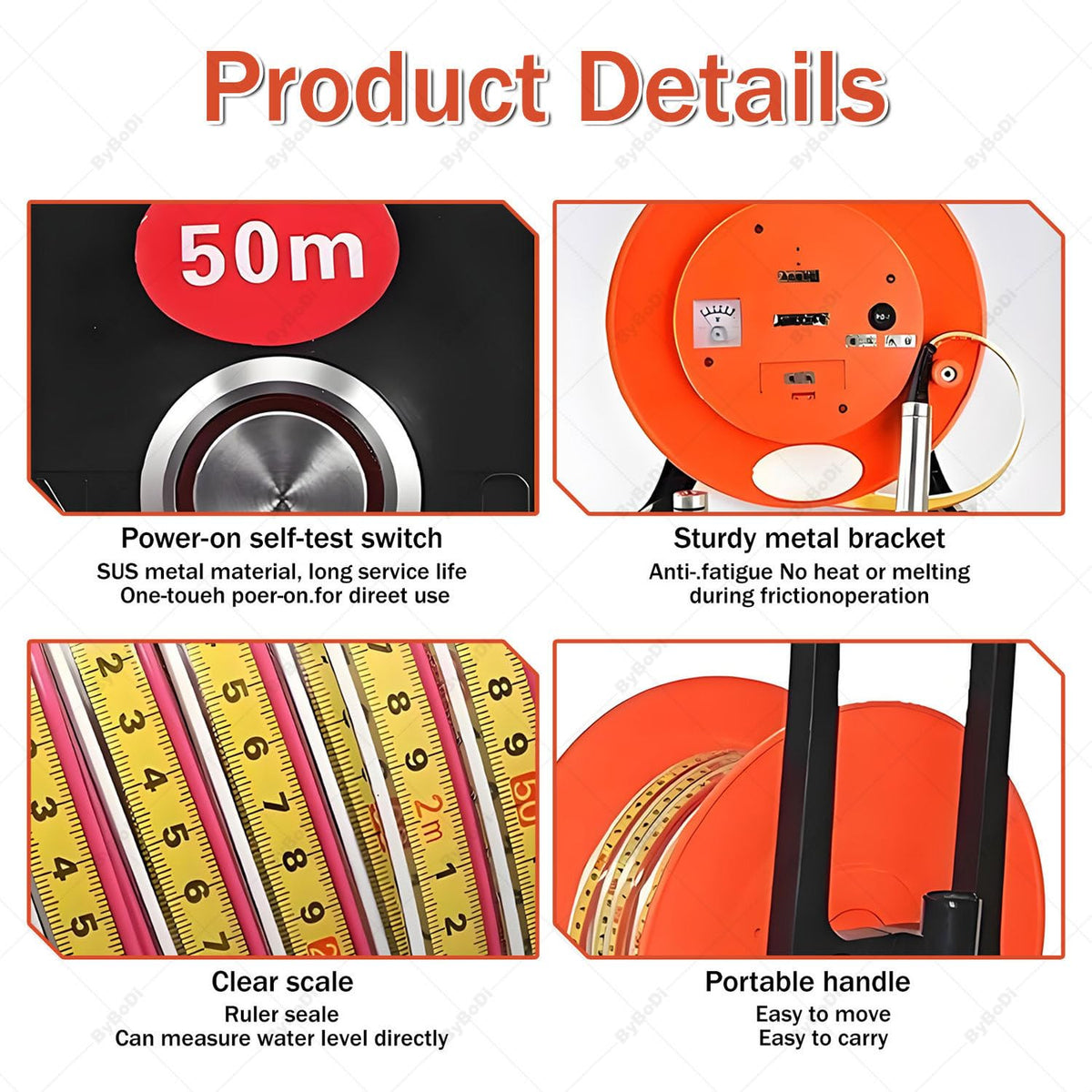 Well Water Depth Gauge,Electronic Waters Meters Measurement Tool with 0.59 Inch Probe and Steel Tape,with Stainless Steel Probe and Steel Tape,for Well,Boreholes,Reservoirs(150m(492ft))