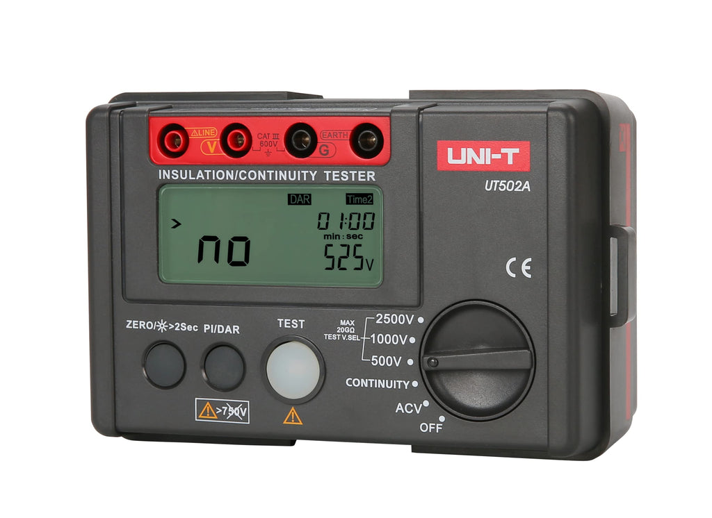 Uni-T UT502A Insulation Resistance Tester Earth Meter Megometer Voltmeter with LCD Backlight, Display Count 2000…