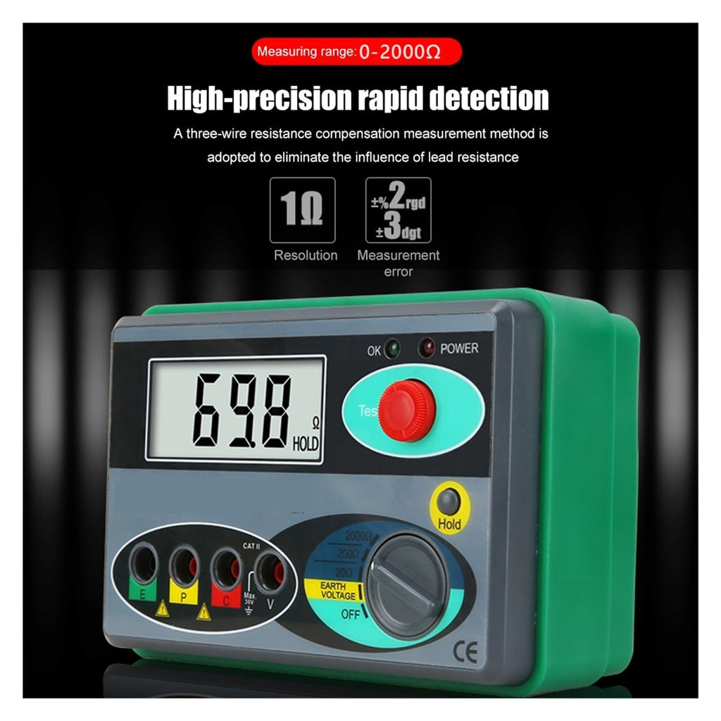 Resistance Tester Insulation Meter Earth Voltage Ground 0-2000 Ohm Digital Megohmmeter