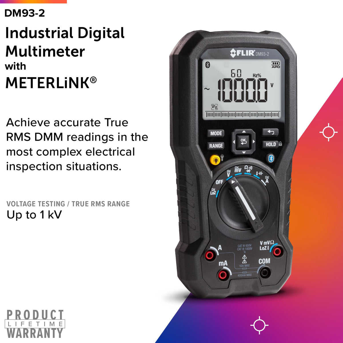 Flir DM93-2 True RMS Industrial Digital Multimeter, 40000 Count