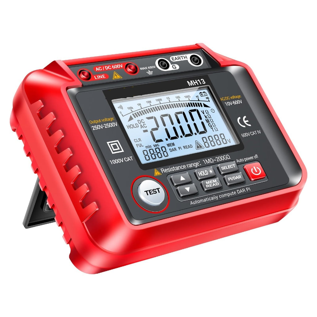 MH13 250V-2500V Digital Insulation Resistance Tester 1MΩ-200GΩ 2000 Counts 10V~600V AC/DC Voltmeter